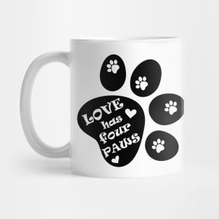 Love has four paws - Simple text illustration - Black Mug